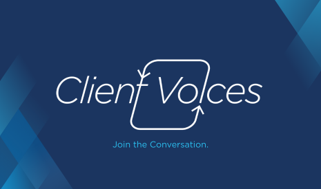 blue background with CV logo and text