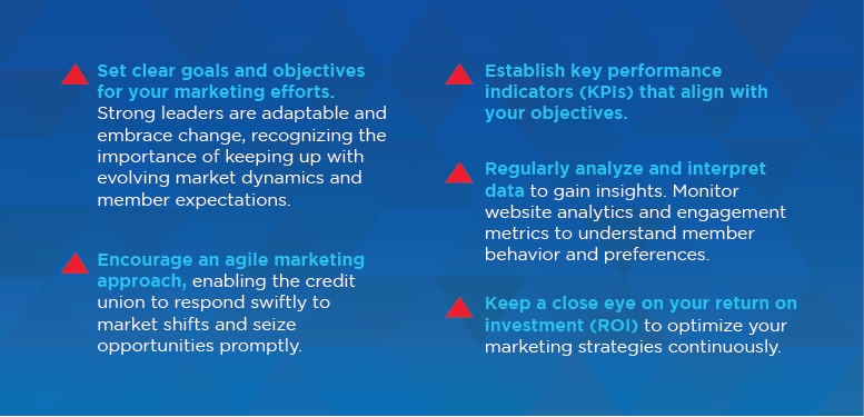 5 items to make a data-savvy approach. Set clear goals and objectives for marketing efforts, encourage an agile marketing approach, establish key performance indicators, regularly analyze and interpret data, and keep a close eye on your ROI.