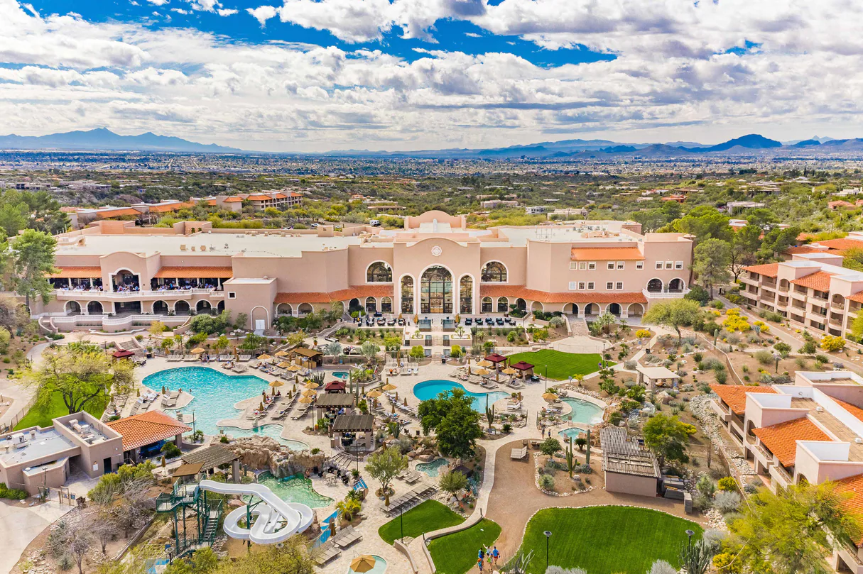 Aerial view of the Westin La Paloma Resort and Spa in Tucson, AZ on a clear day